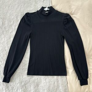 Doen Ashby Pointelle Cotton Turtleneck Black Small